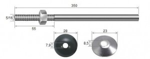 Haste Telha + Porca + Arruelas 5/16 x 350 R55 Inox-316 -10 peas